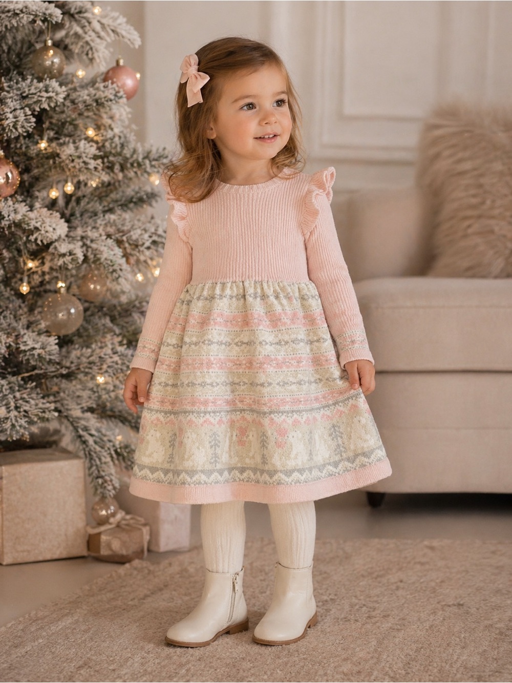 Cynthia Rowley Pale Pink Ribbed Knit Baby Dress